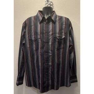 Wrangler Authentic  Long Sleeve Black‎ Pearl Snap Shirt Size XXL